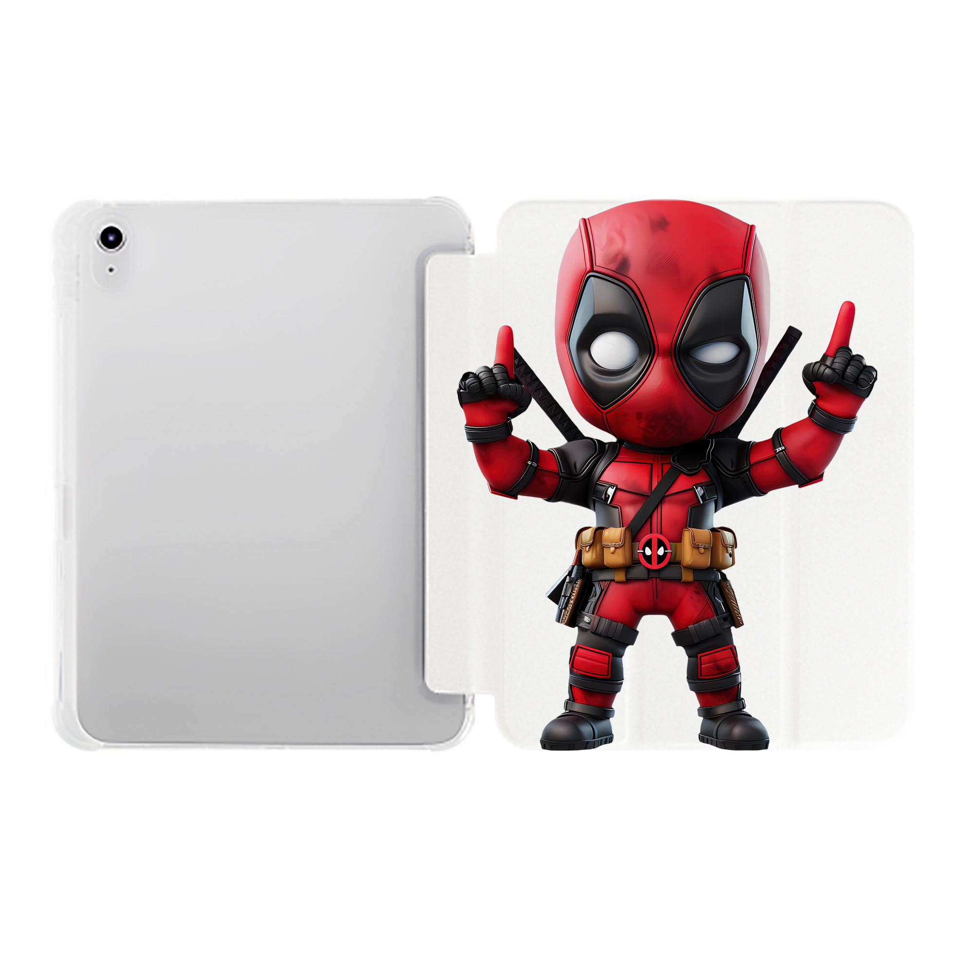 （画像用） Deadpool デッドプール IPad ケース ペン収納付き 三つ折りスタンド PUレザー×シリコン 対応機種9.5/10.5/10.9インチ